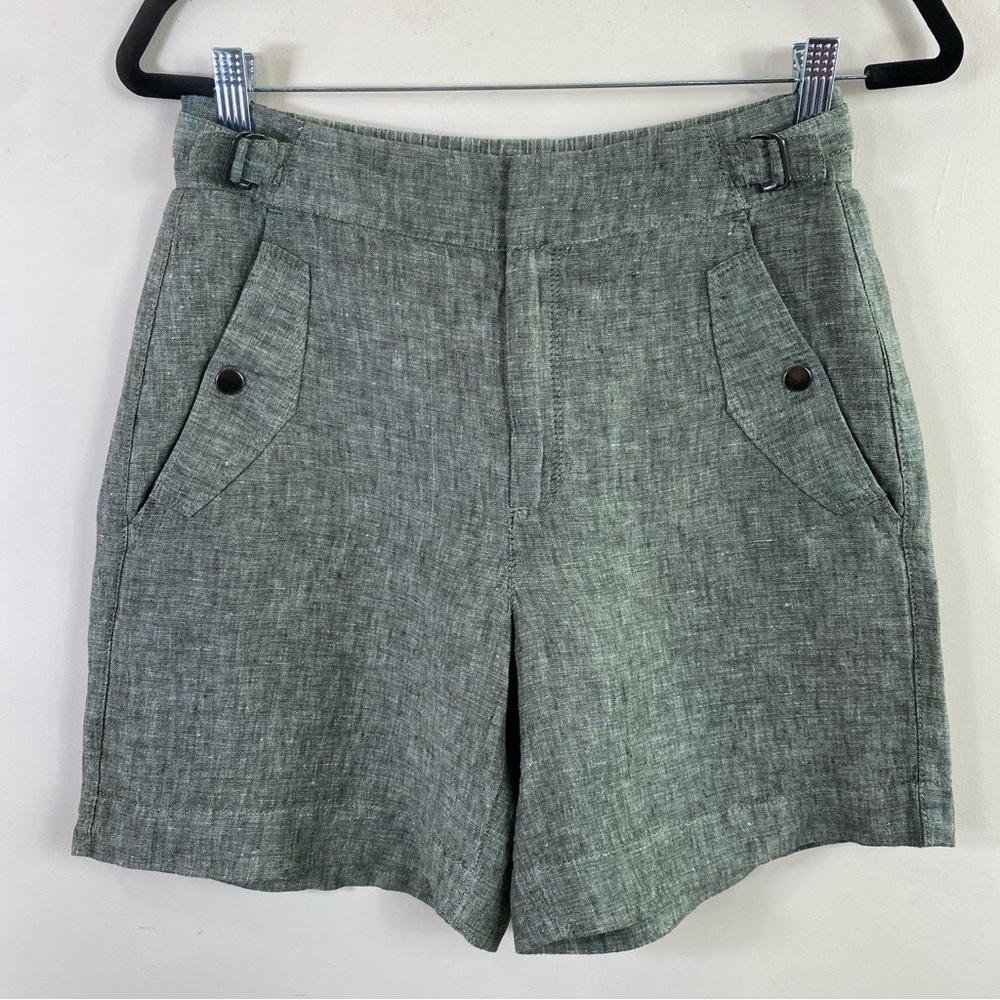 Athleta 100% Linen Women’s Green Voyager Shorts Sz 4 - Picture 2 of 13